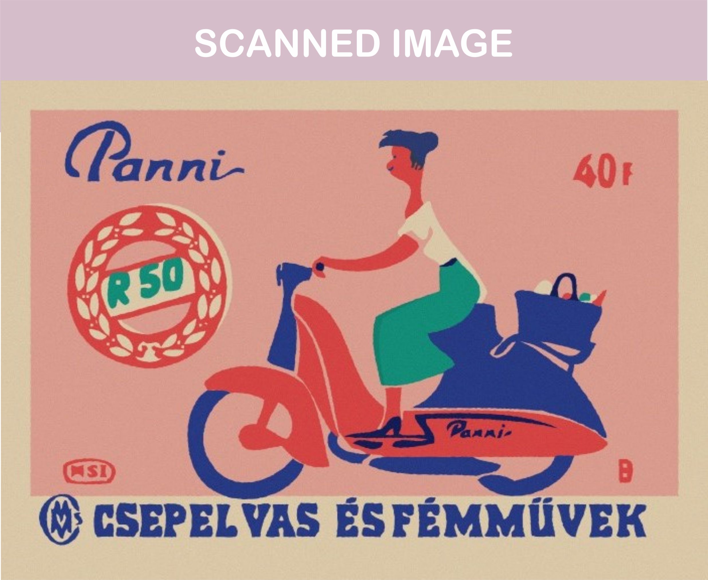 Panni Motor Scooter Matchbox Label Print — PAT BYRNE PRINTS