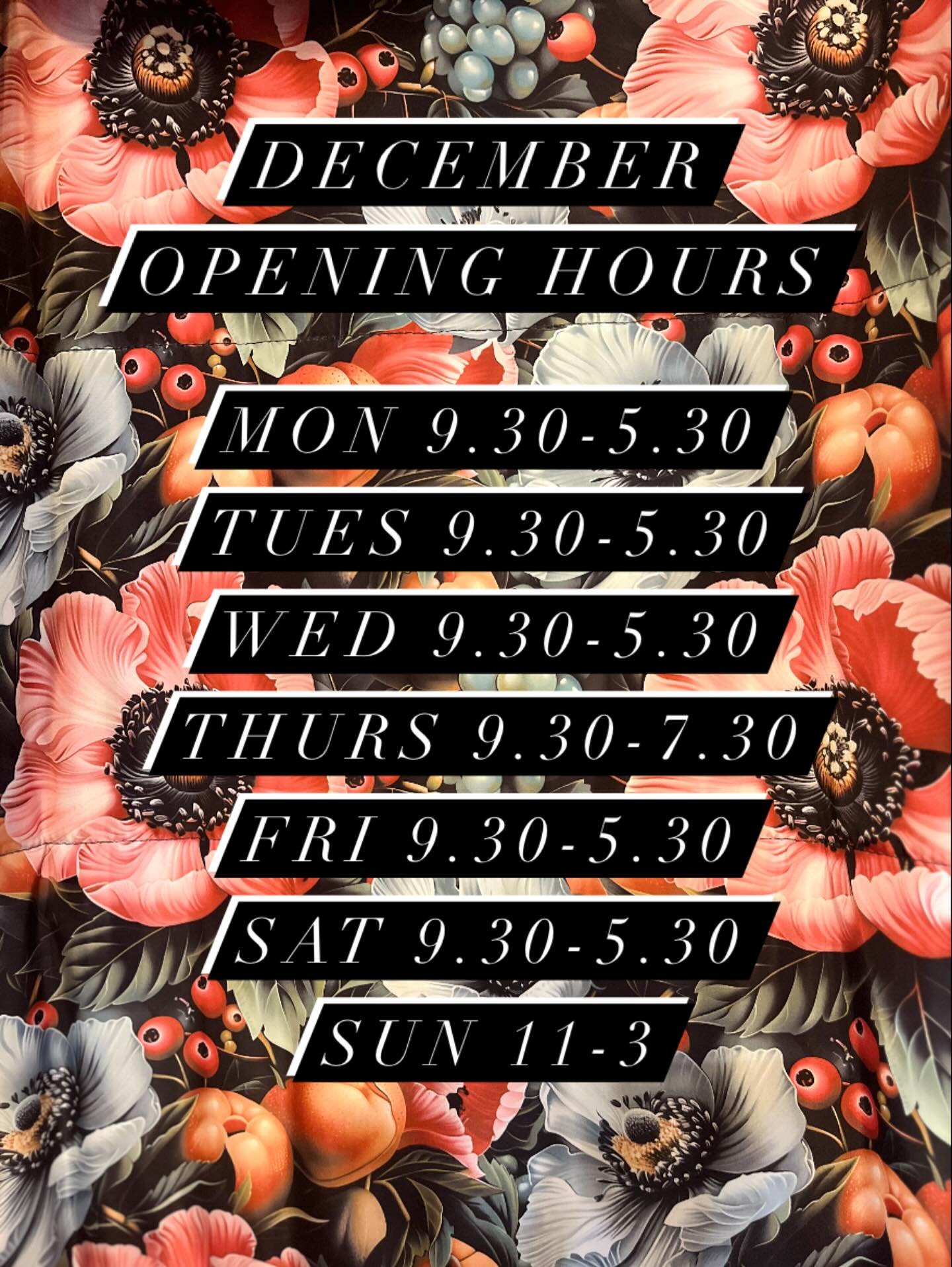 Our extended opening hours are now here! We have lots of lovely stock arriving for all you gift seekers, so please do pop by x 
Monday, Tuesday, Wednesday 9.30-5.30, Thursday 9.30-7.30, Friday &amp; Saturday 9.30-5.30, Sunday 11-3