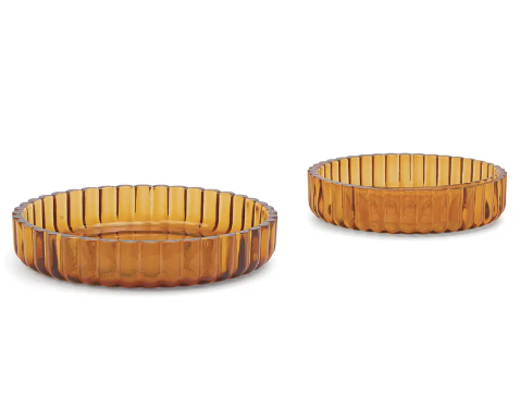 Amber Glass Nestling bowls (Set of 2)