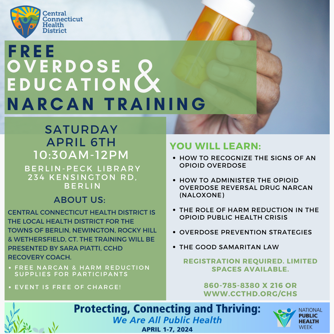 Berlin Overdose Education & Naloxone (NARCAN) Training March 4, 2024 (Instagram Post) (2).png