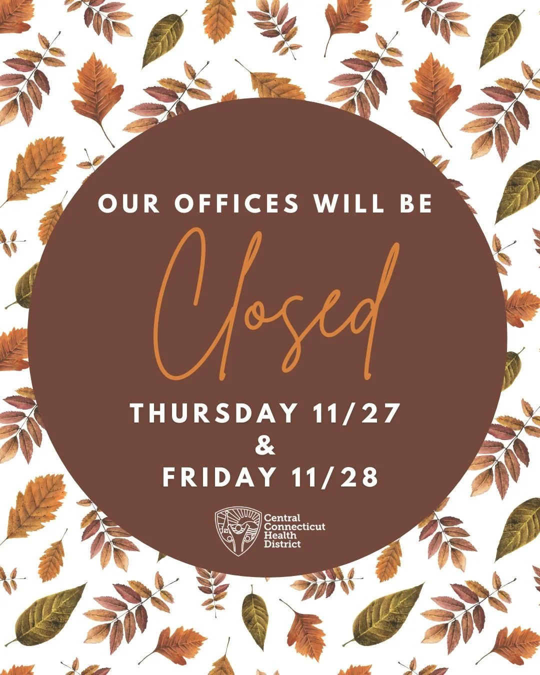 We will reopen Monday, December 1st at 830am.
Have a safe and happy holiday. ❤️