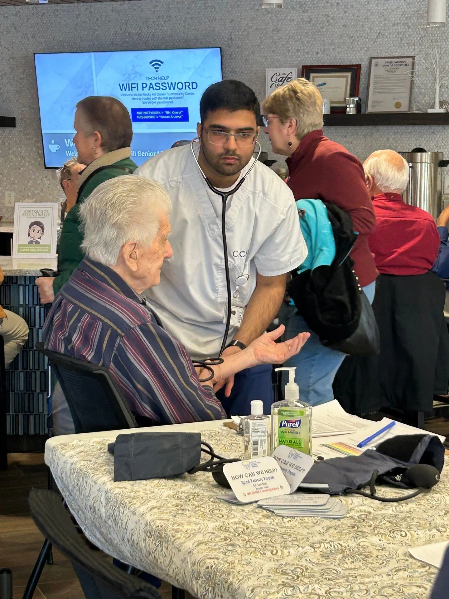 Yesterday, our public health nurse / clinical director and nursing students from @ccsu_official offered a free blood pressure clinic at @rockyhillhyss . It was a busy 3 hours providing readings and clinical support on follow up, nutrition and healthy