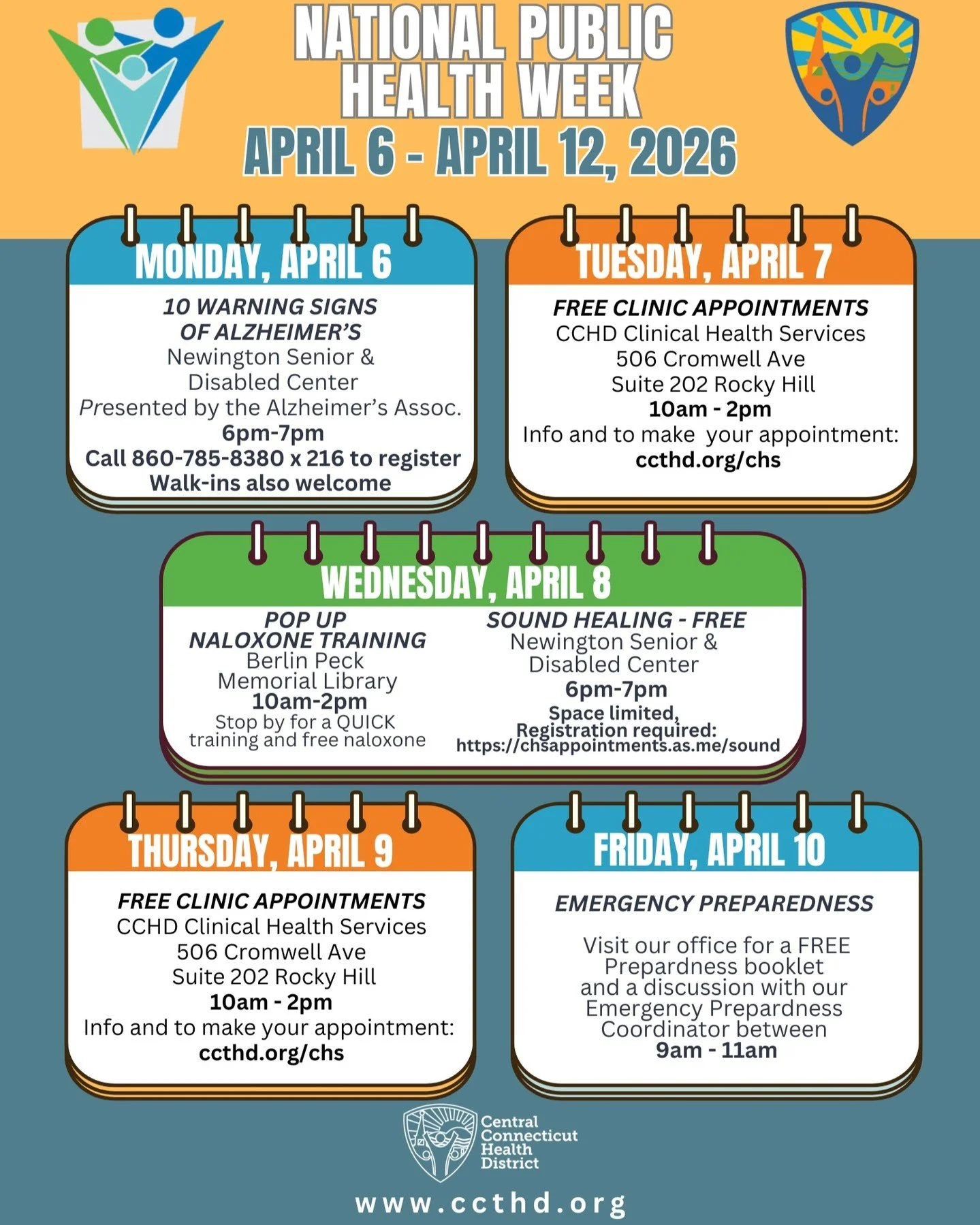 National Public Health Week is coming up next week... and we have a lot in store for you! To register for events and / or to make an appointment at our clinic, please go to: ccthd.org 
#NPHW #NationalPublicHealthWeek #NPHW2026 #Health #PublicHealth #