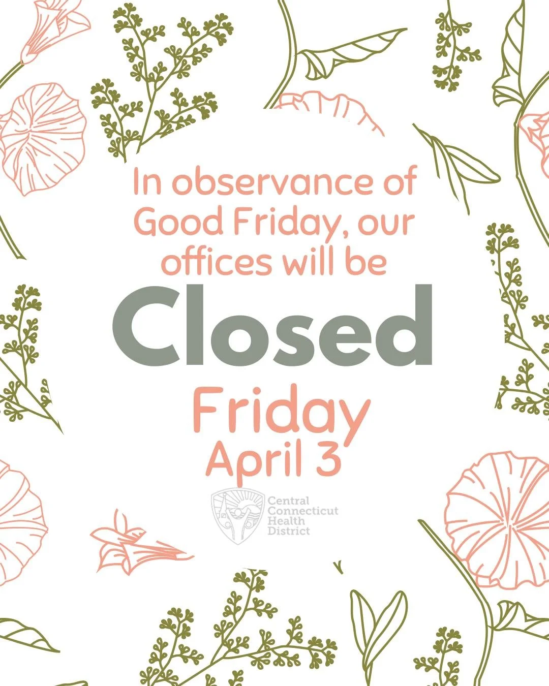 We will reopen Monday, April 6th at 830am. Have a safe and healthy long weekend!