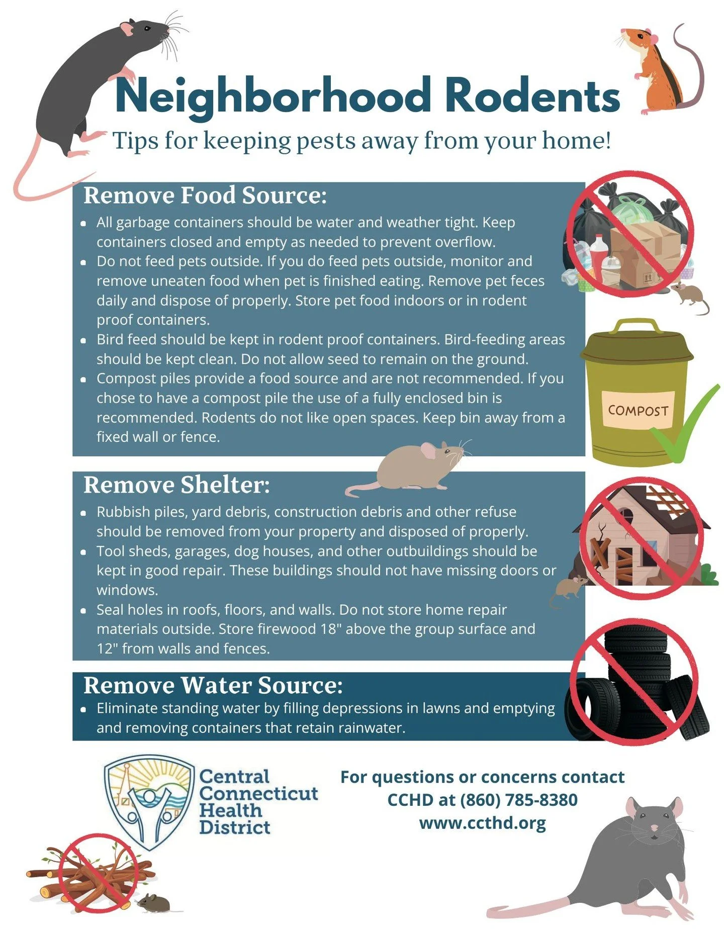 🐭 Prevent Rodents Around Your Home 🐁

The best way to keep rodents away is to eliminate what they need to survive:

💧 Remove water sources
Fix leaks, remove standing water, and empty outdoor containers regularly.

🍽️ Remove food sources
Keep tras