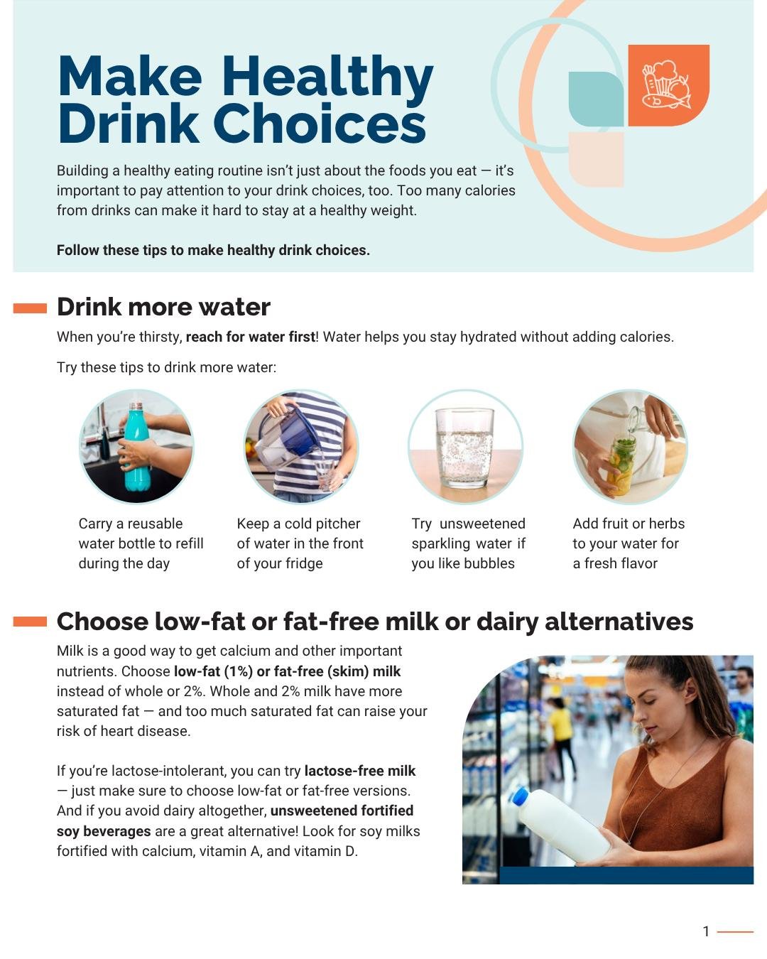 With the hot weather we are having, staying hydrated is more important than ever. But the type of hydration you choose is also important! Here are some tips on making healthy drink choices. 🥤🥛🧃