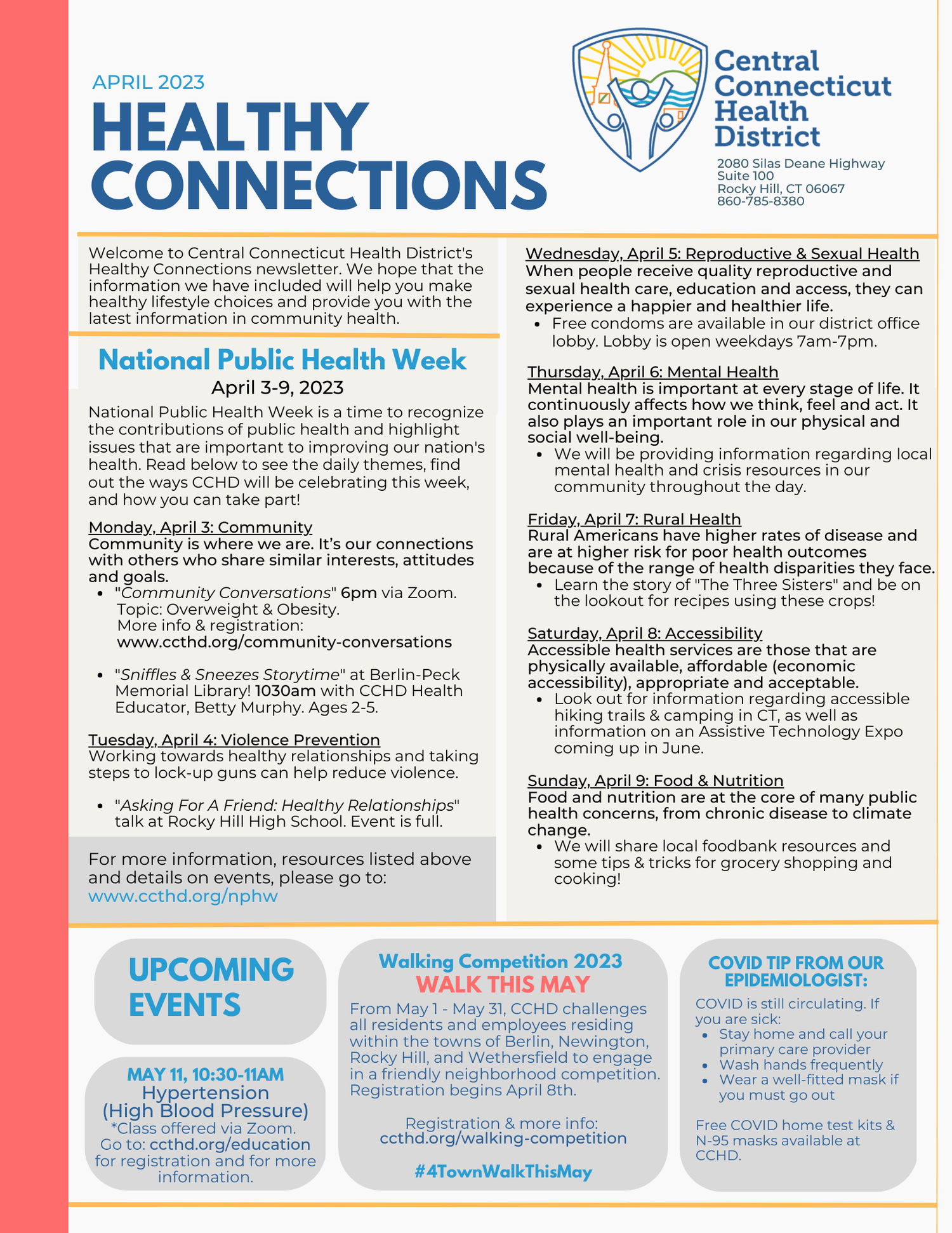 Healthy Connections Newsletter — Central Connecticut Health District