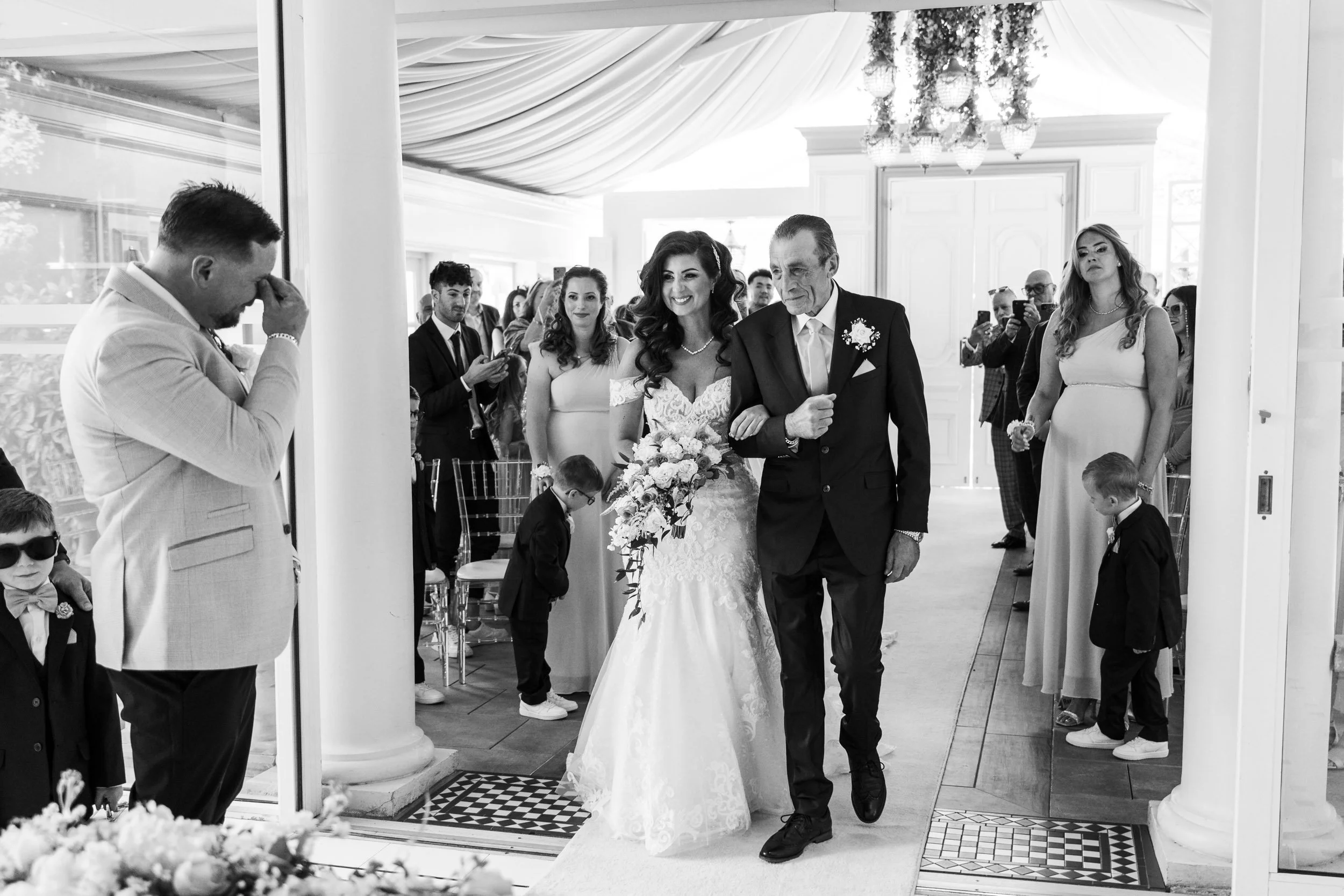 Josie & Ray Friern Manor emotional wedding ceremony with groom tearful at the ceremony