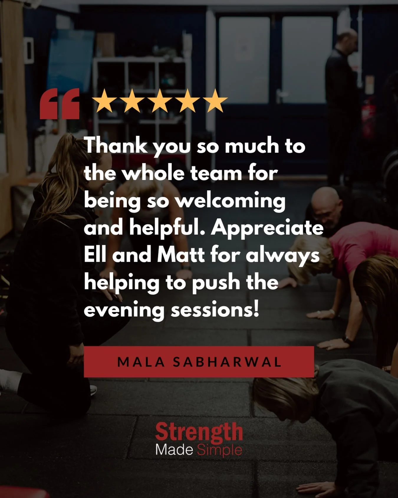 Welcoming. Helpful. Pushing you on the evenings. That&rsquo;s the job. 💪

Huge thanks to Mala for this one. Shoutout to Ell and Matt too, who bring the energy to every evening session so you leave feeling better than when you walked in.

That&rsquo;