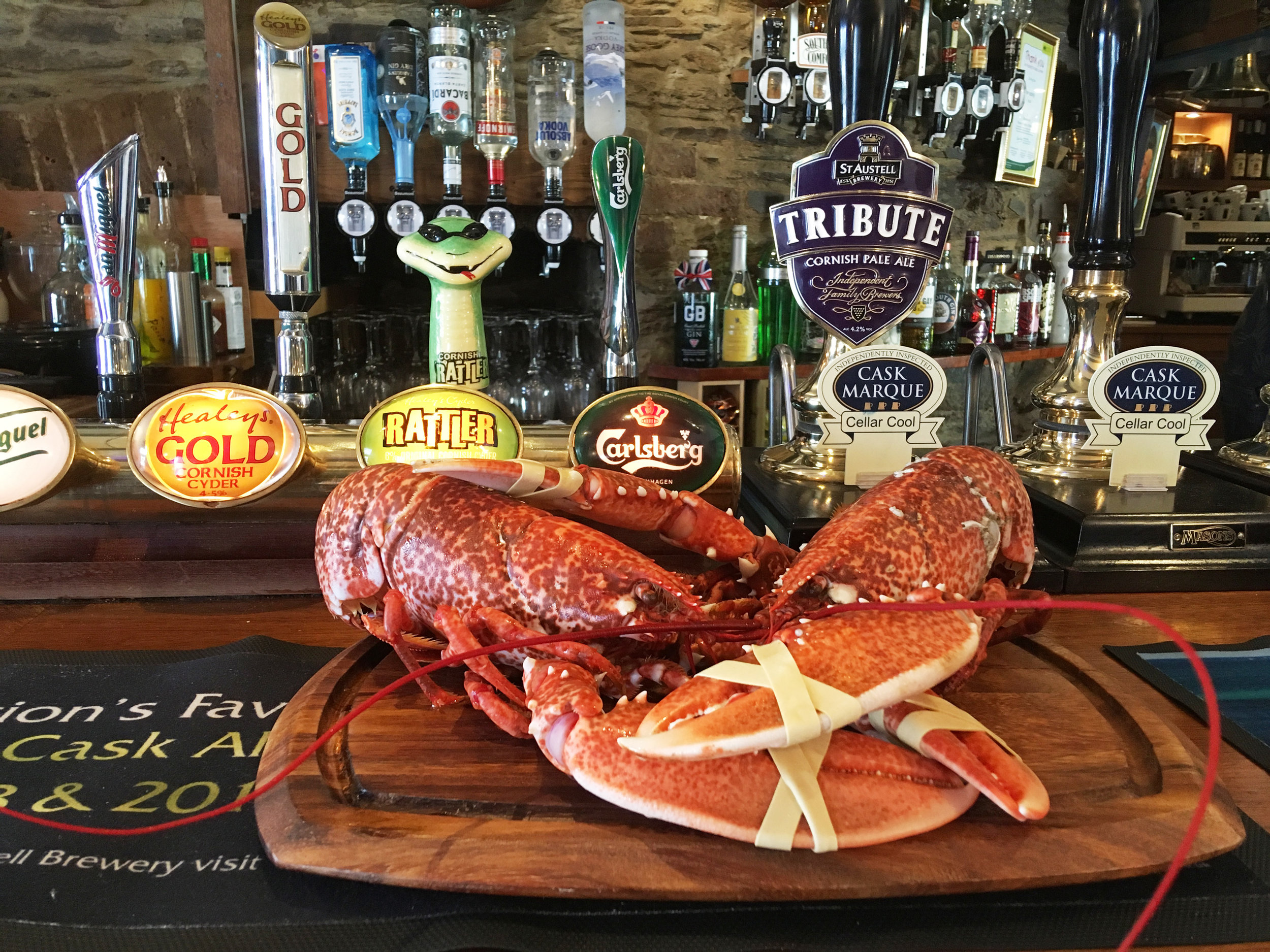 Fresh lobster on the bar