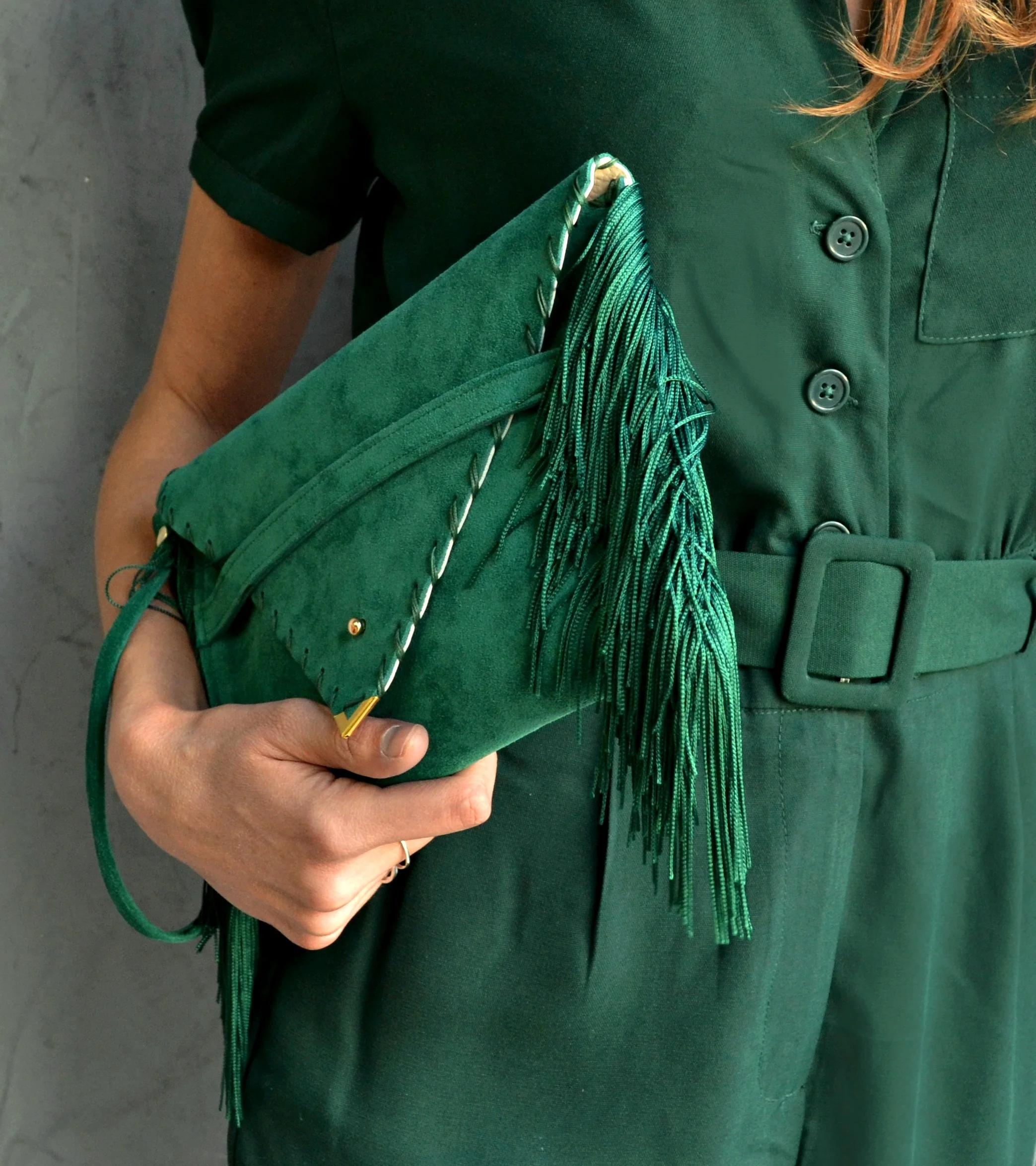 Small Medusa Clutch in emerald.JPG