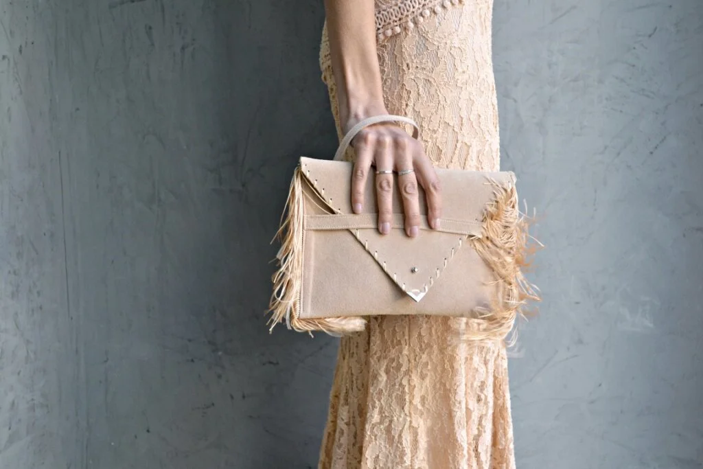 Small Medusa Clutch in sand beige