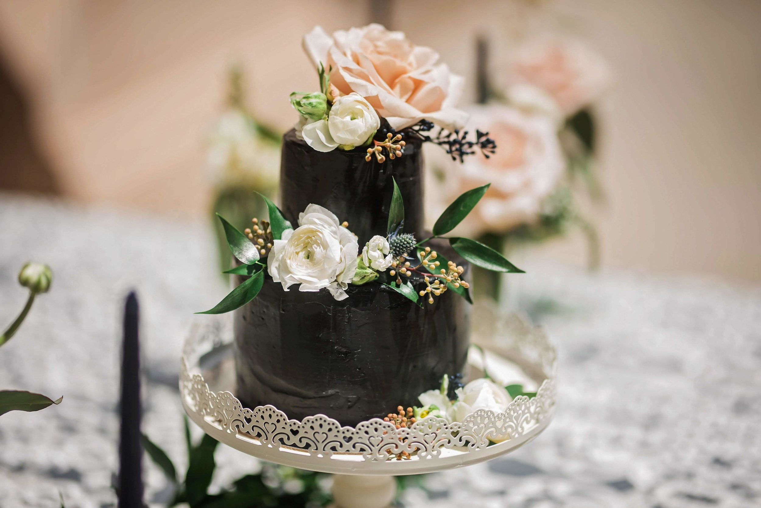 Black Buttercream Wedding Cake