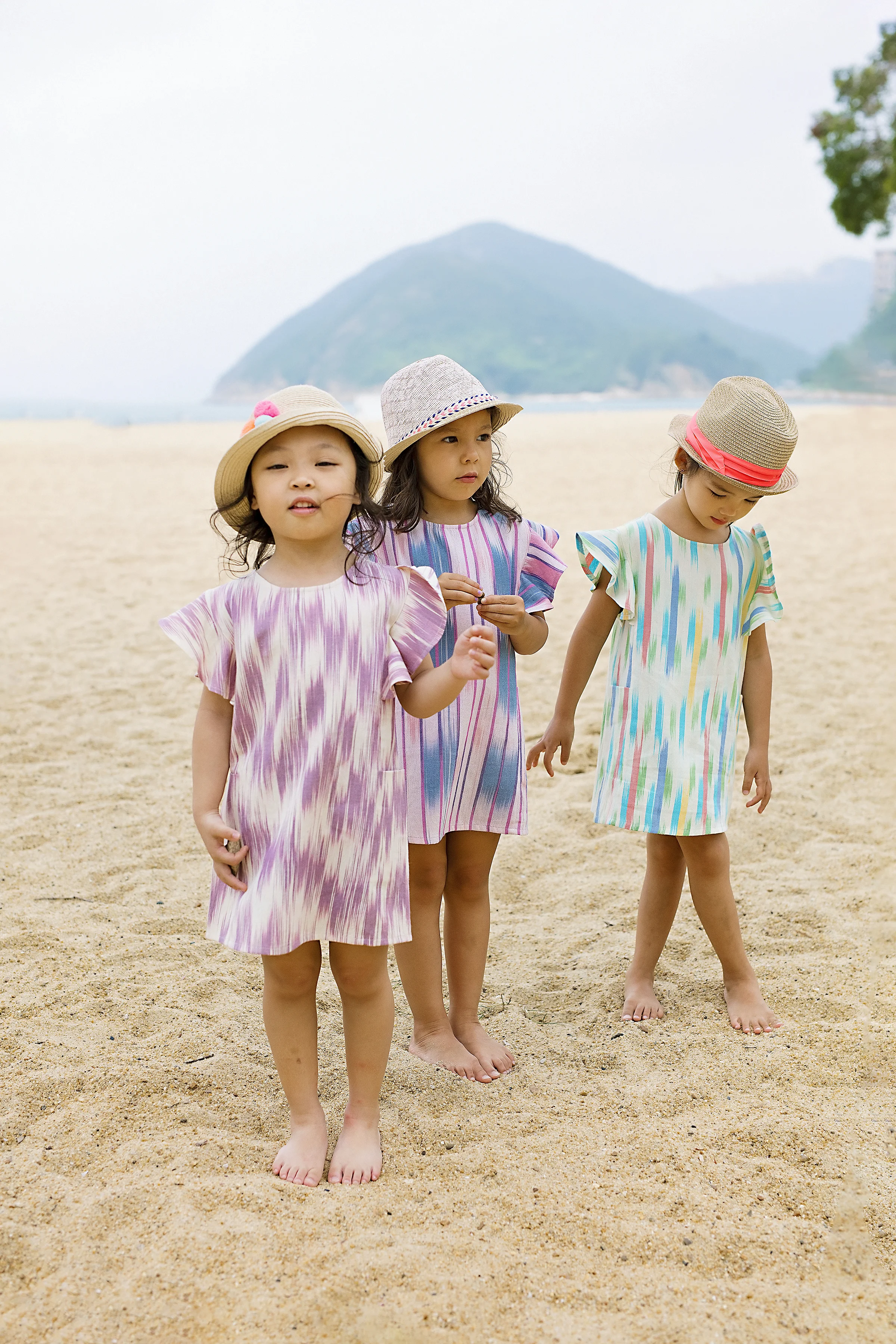 Weekend Dress in Dusky Rose_PinkBlue_Rainbow Ikat.jpg
