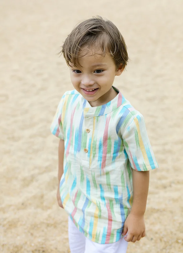 Resort Shirt in Raimbow Ikat.jpg
