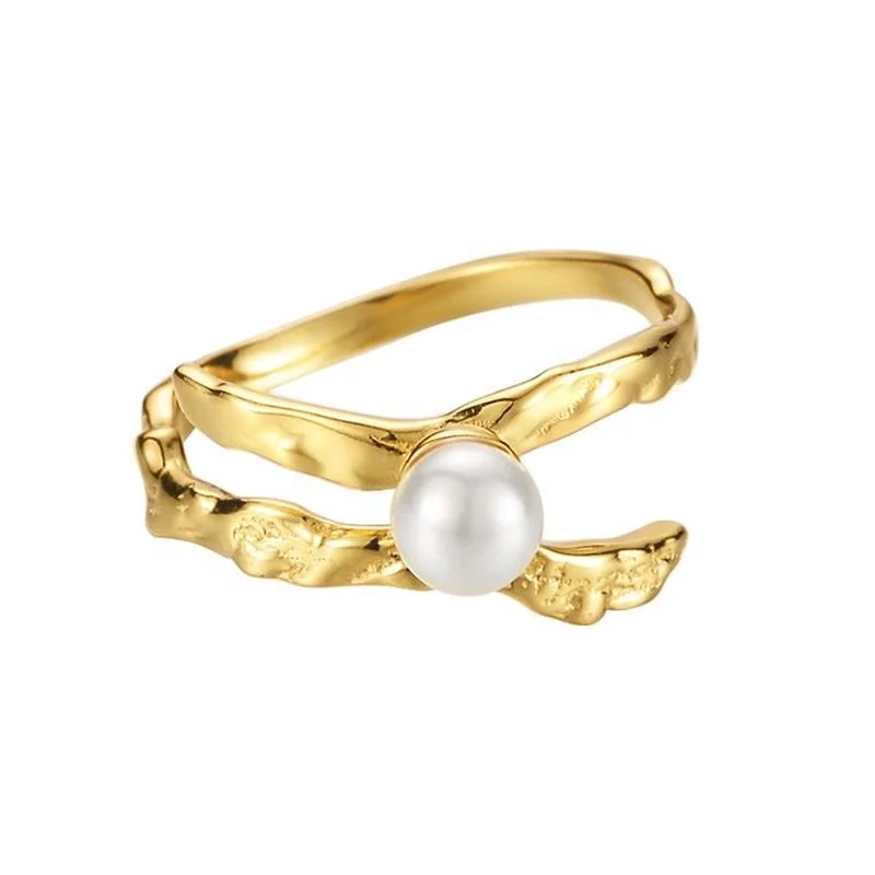 Textured Pearl Ring