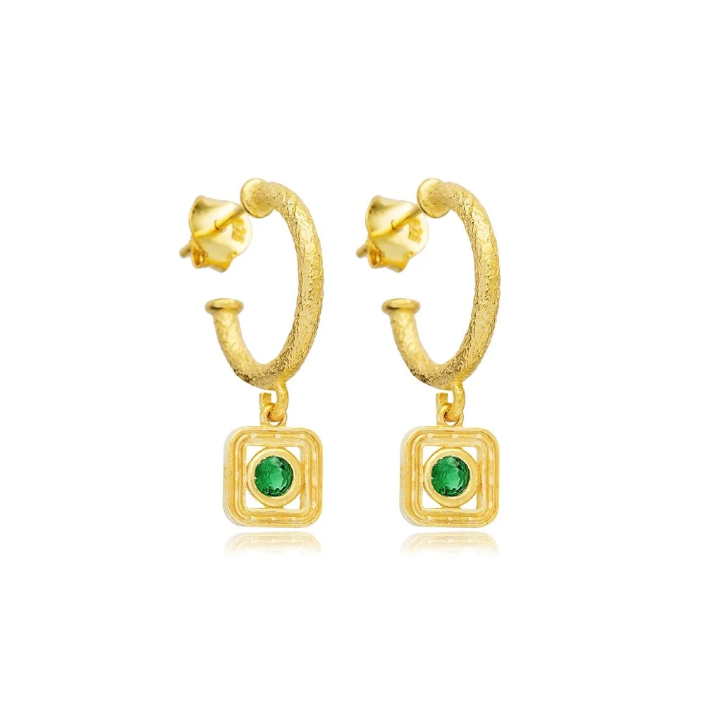 Emerald Textured Earrings