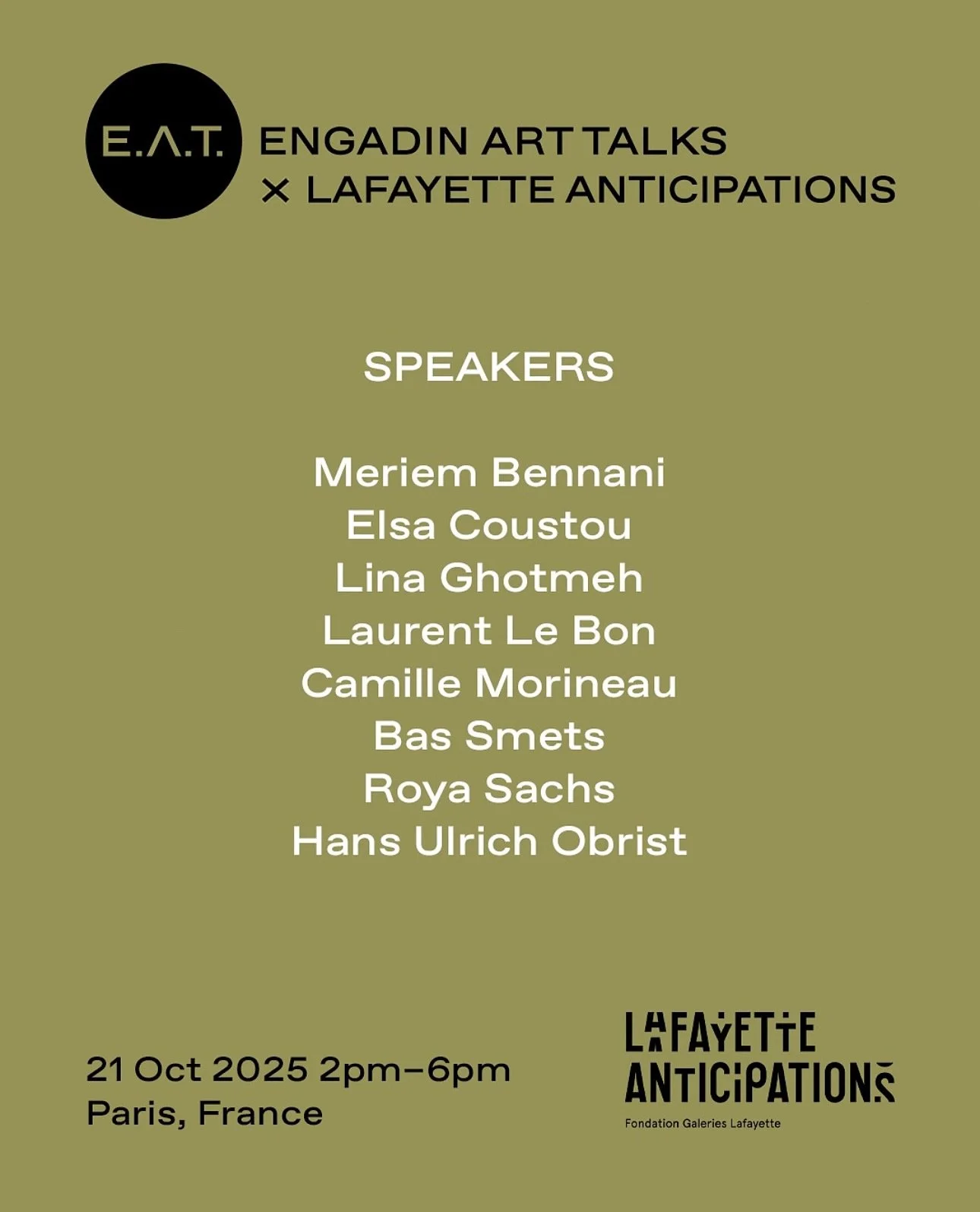 TRIADIC RECS ✨
Our co-founder Roya Sachs (@royasachs) will be moderating a panel in Paris as part of Engadin Art Talks (@engadinarttalks) x Lafayette Anticipations (@lafayetteanticipations ) during Art Basel Paris.

The program brings together artist