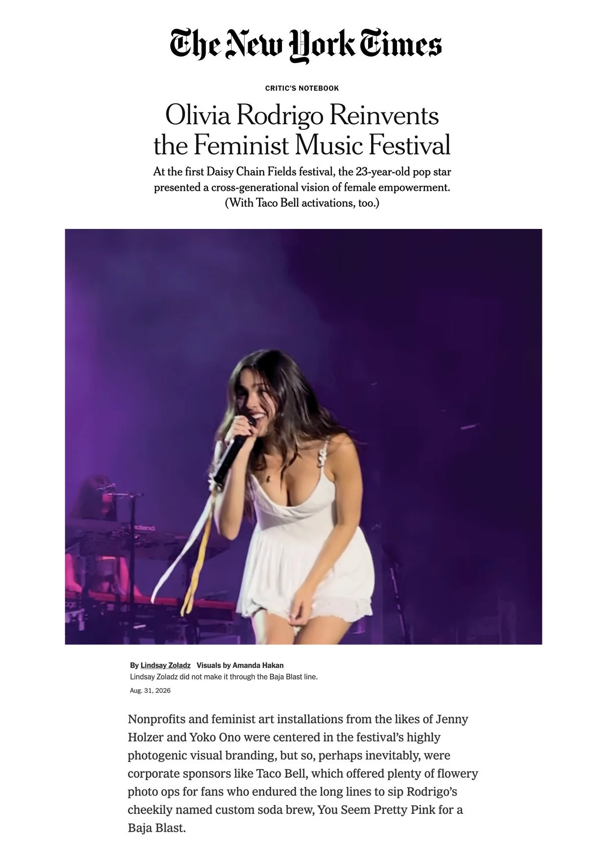 NEW YORK TIMES | AUGUST 2026