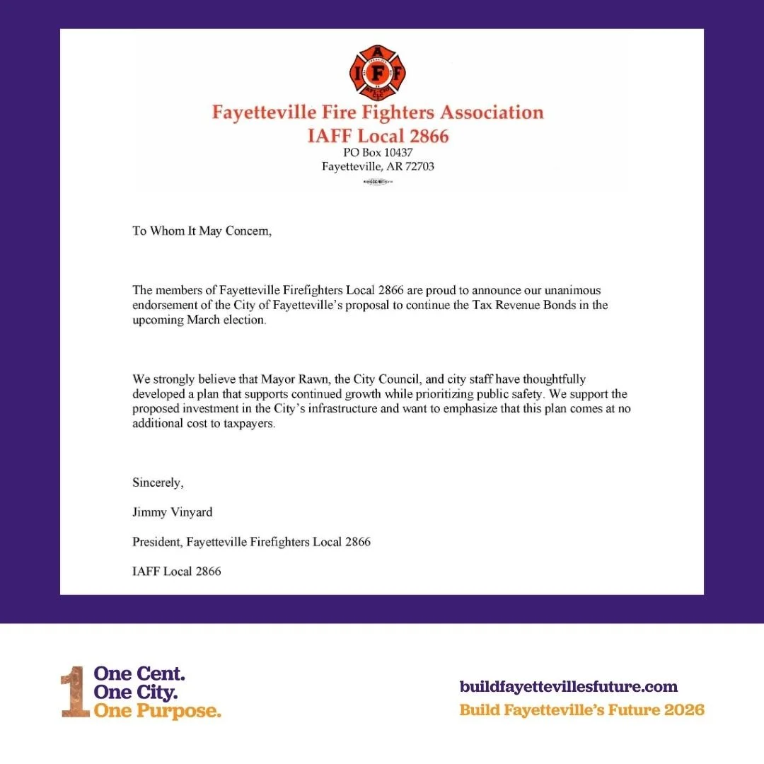 Fayetteville Fire Fighters Association Endorses Bond
