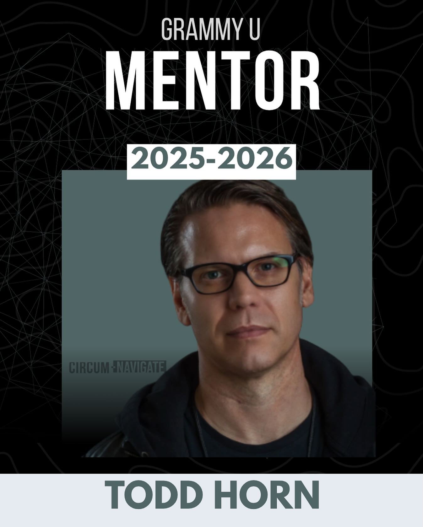A huge round of applause for our founder, Todd! 👏 
Honored to announce his selection as a GRAMMY U Mentor for 2025-2026.

Congratulations, @toddhorn1 ! 🎉

#GRAMMYU #MusicMentor #IndustryLeader #CircumNavigate #ProudTeam