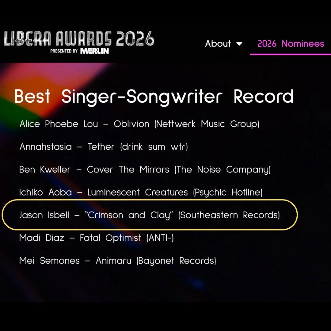 Big love to the incredible nominees at the Libera Awards 2026:

✨ @jasonisbell 
✨ @zachtop 
✨ @officialwaylon 
✨ @s.g.goodman 

And the incredible teams behind them:
@southeasternrecords 
@leo33music 
@firebirdmusic 
@thirtytigers / Son of Jessi
@slo