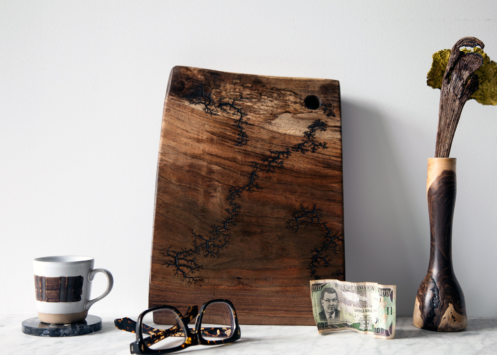 Spalted Black Walnut Cutting Board With Fractal Burning - SOLD