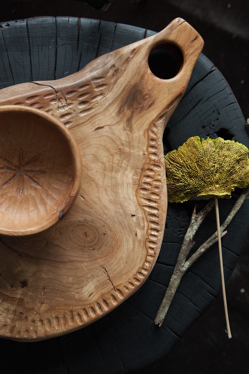 Cherry Blossom Cutting Board And Bowl