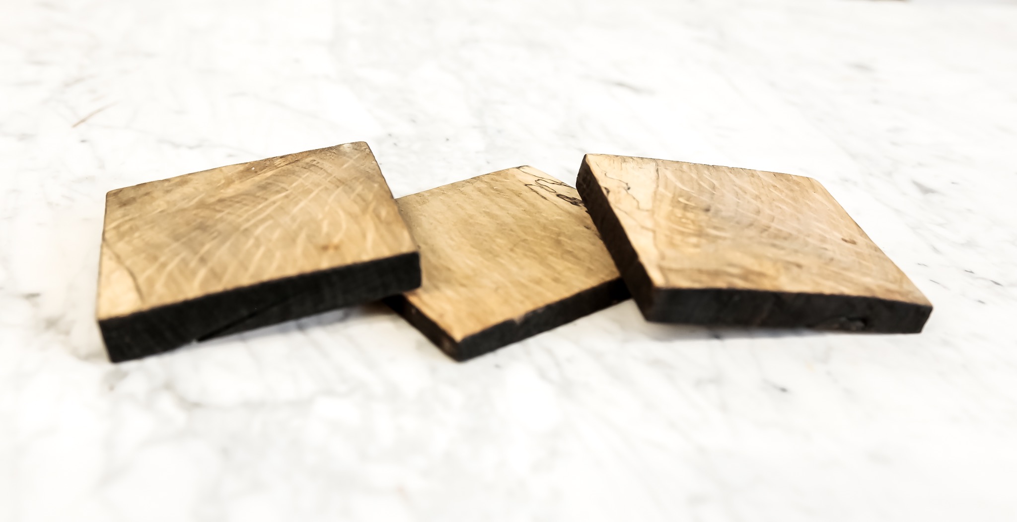 Spalted Oak Coasters With Burnt Edges