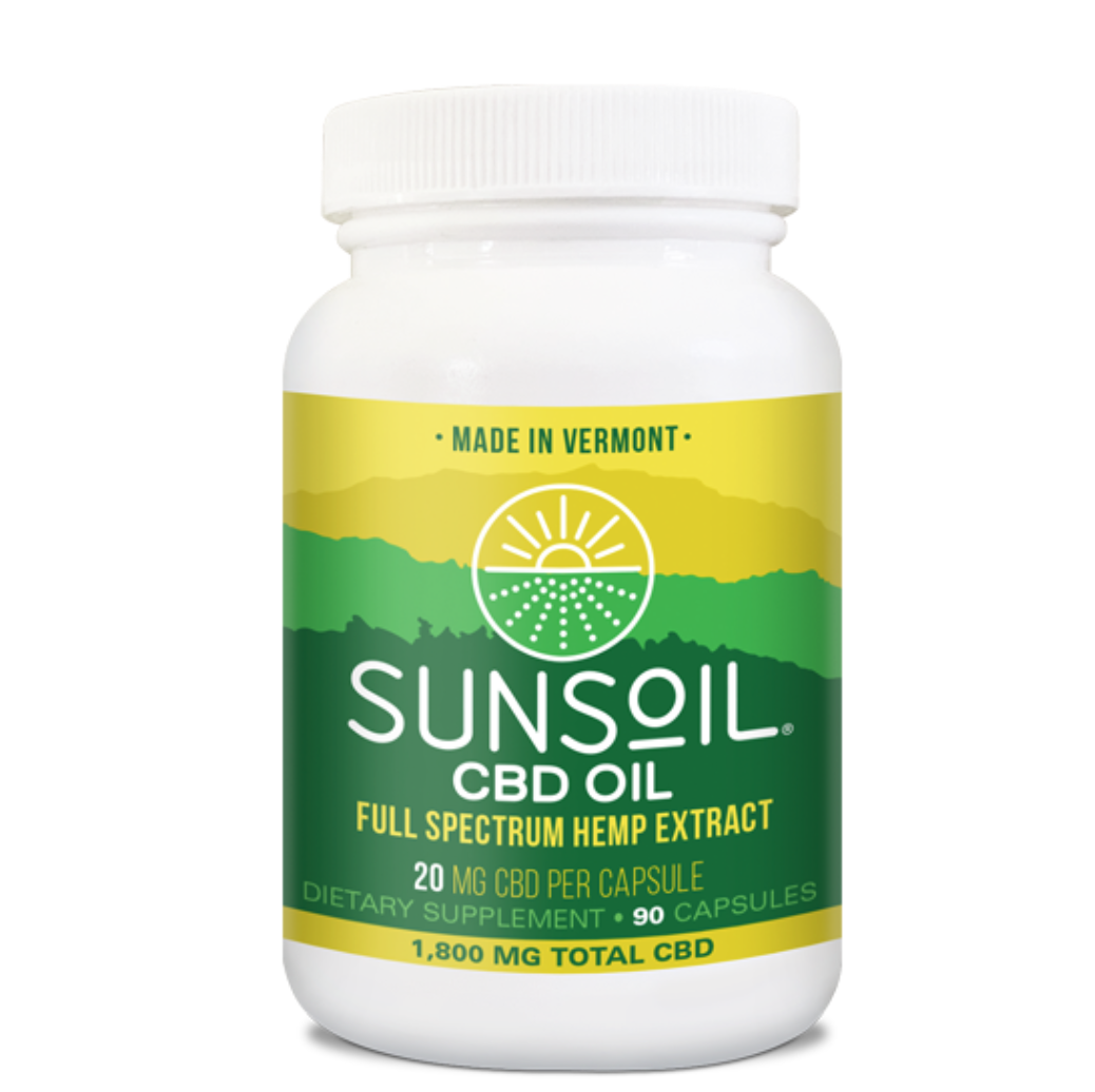 Sunsoil CBD Capsules. 20mg. 30ct-90ct. $35-$95.