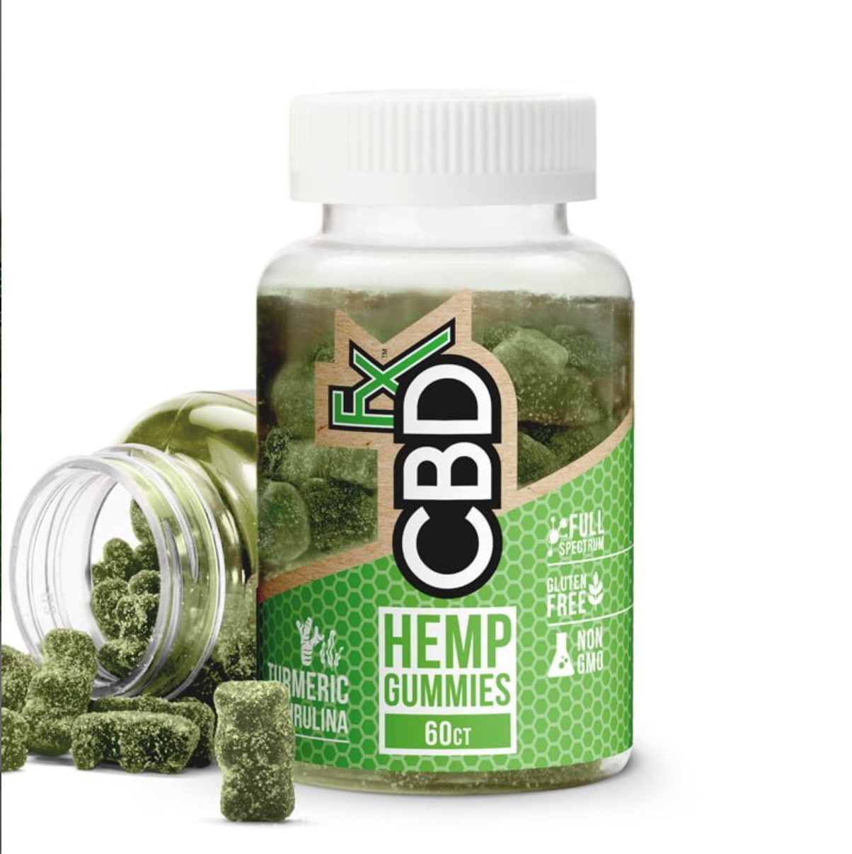 CBDfx Gummies with turmeric, spirulina; 5mg; 5ct, 60ct; $9.99-$59.99