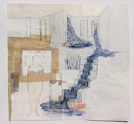  Rain Room #7 - 22"x22"- mixed media on paper-2017 