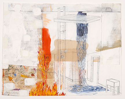  Rain Room #9 -22"x22"- mixed media on paper 