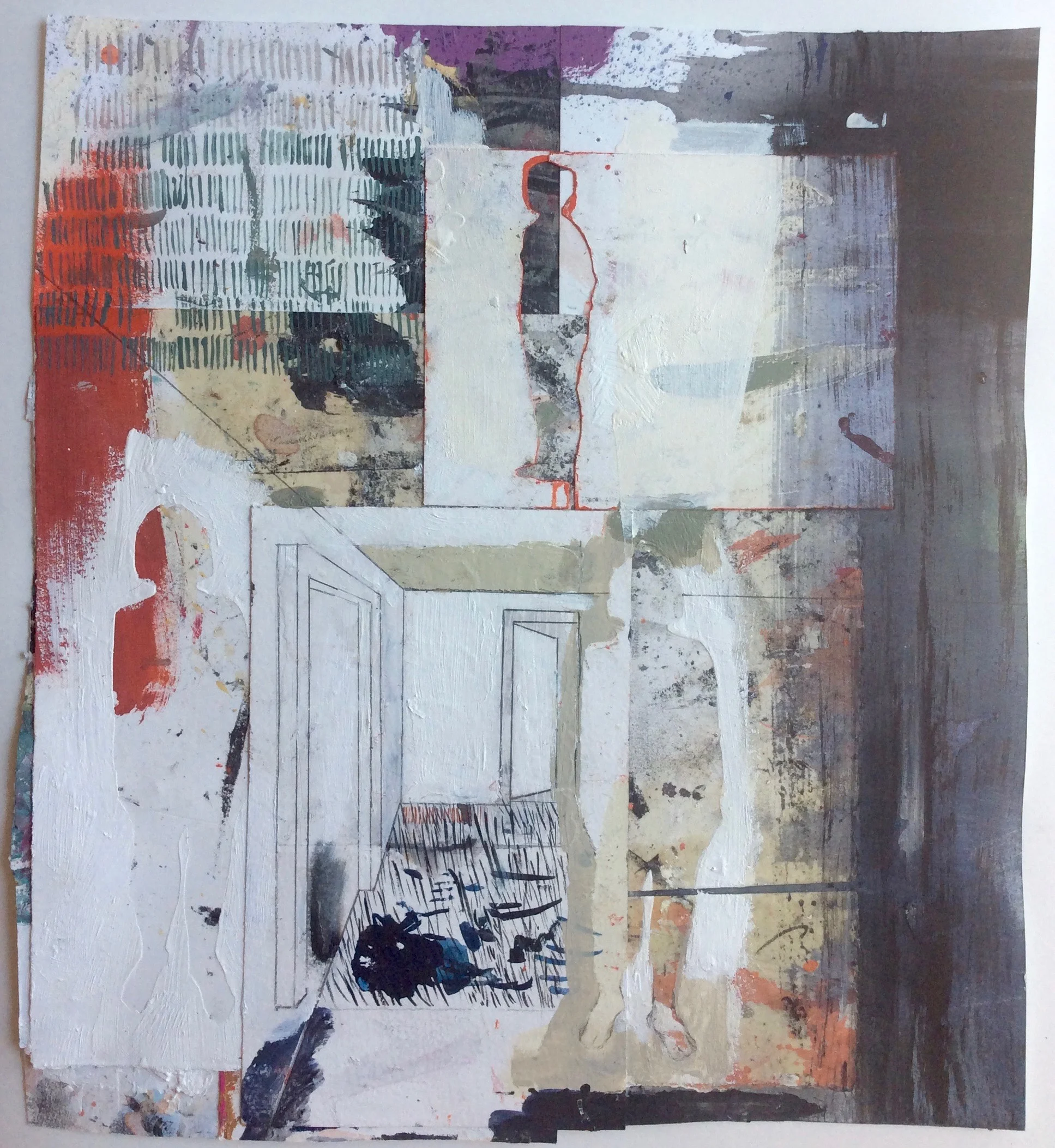  Rain Room- 14"x13"-mixed media on paper 