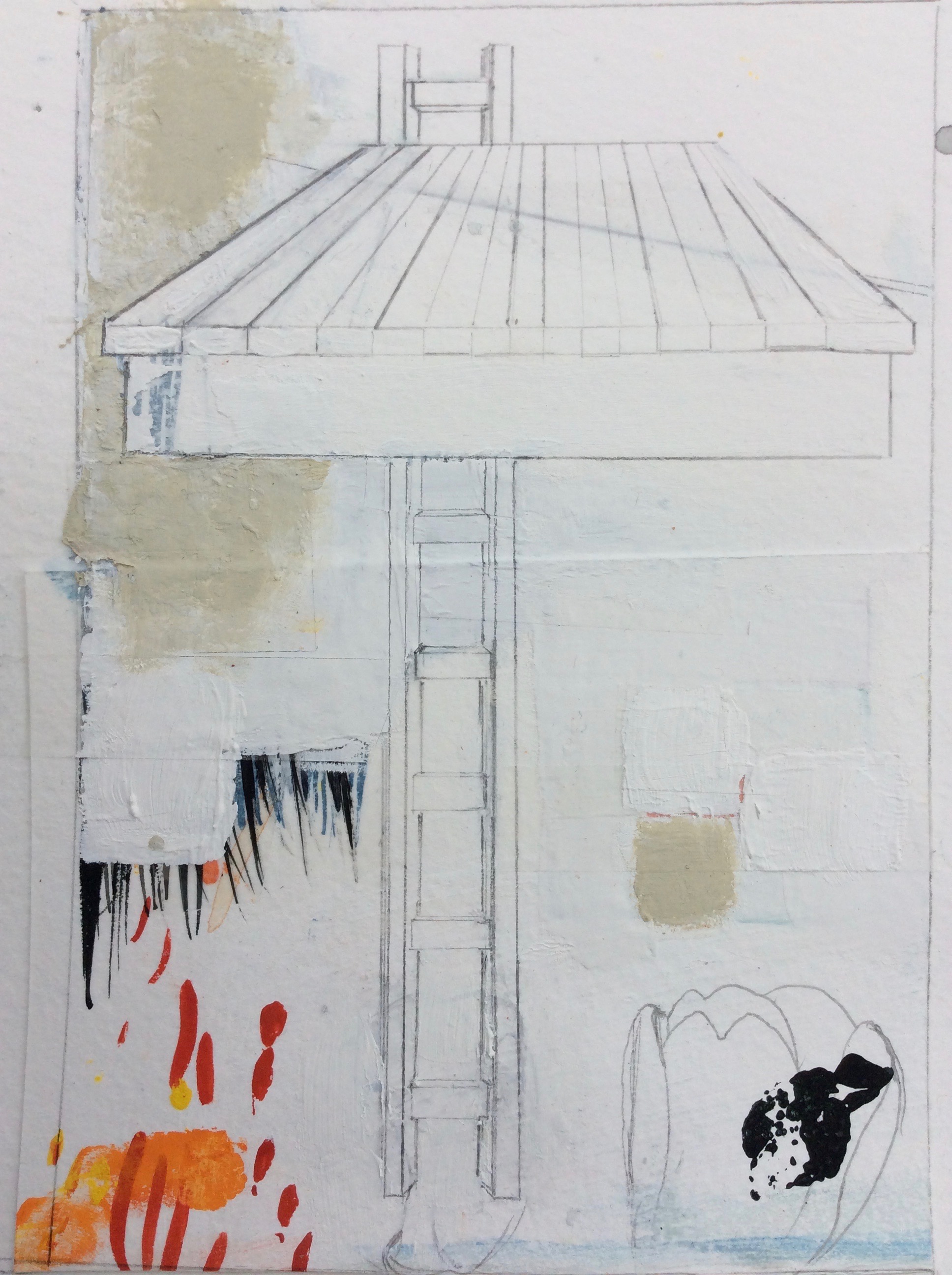 Spring Thaw- 5"x4" -mixed media on paper