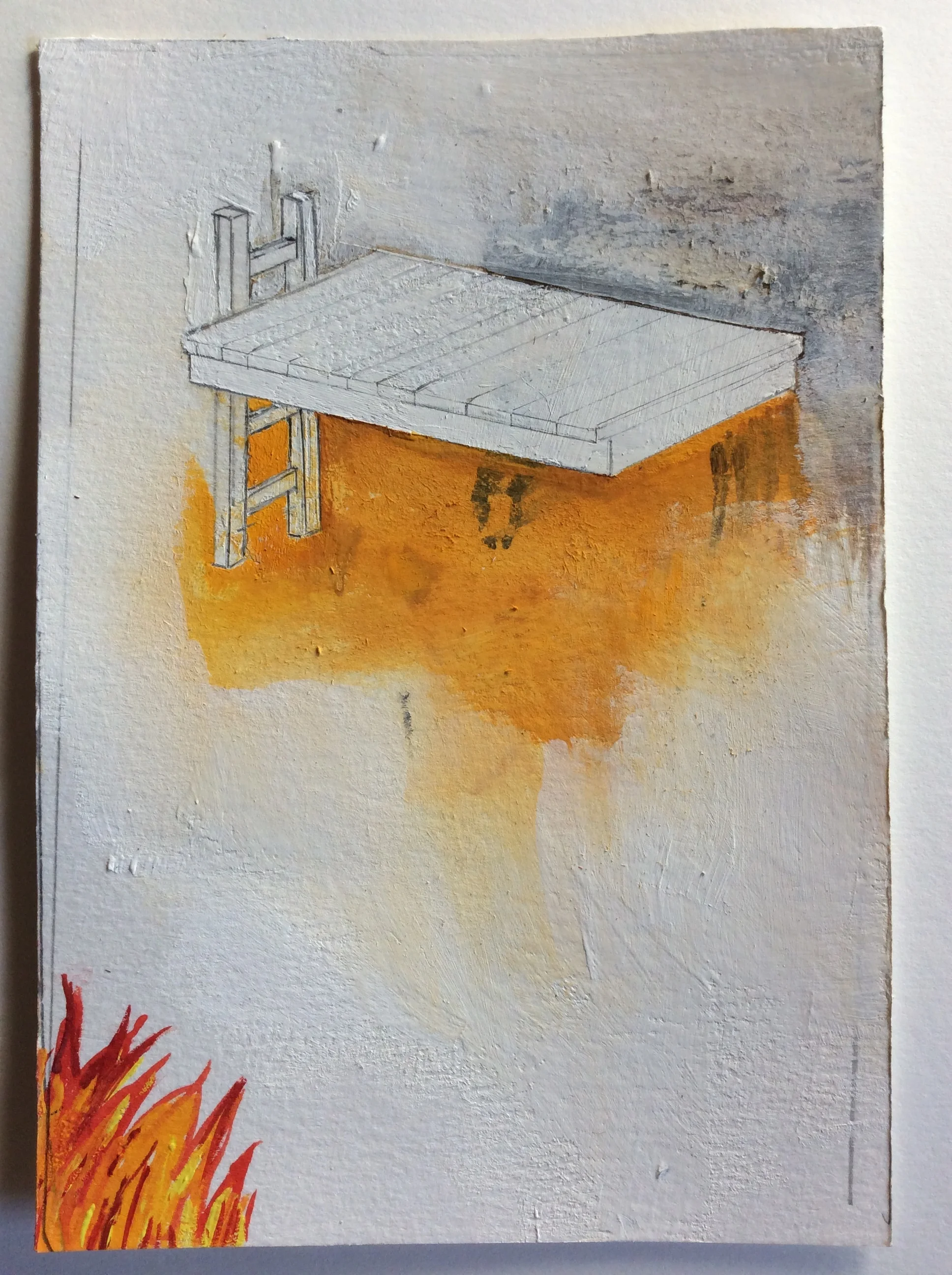  Fire -5"x4" -mixed media on paper 