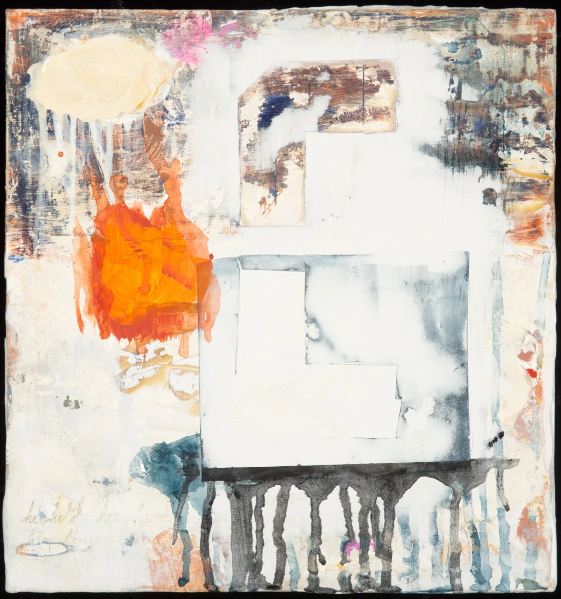 Shadow–13x13x2, mixed media on wooden panel, 2019.