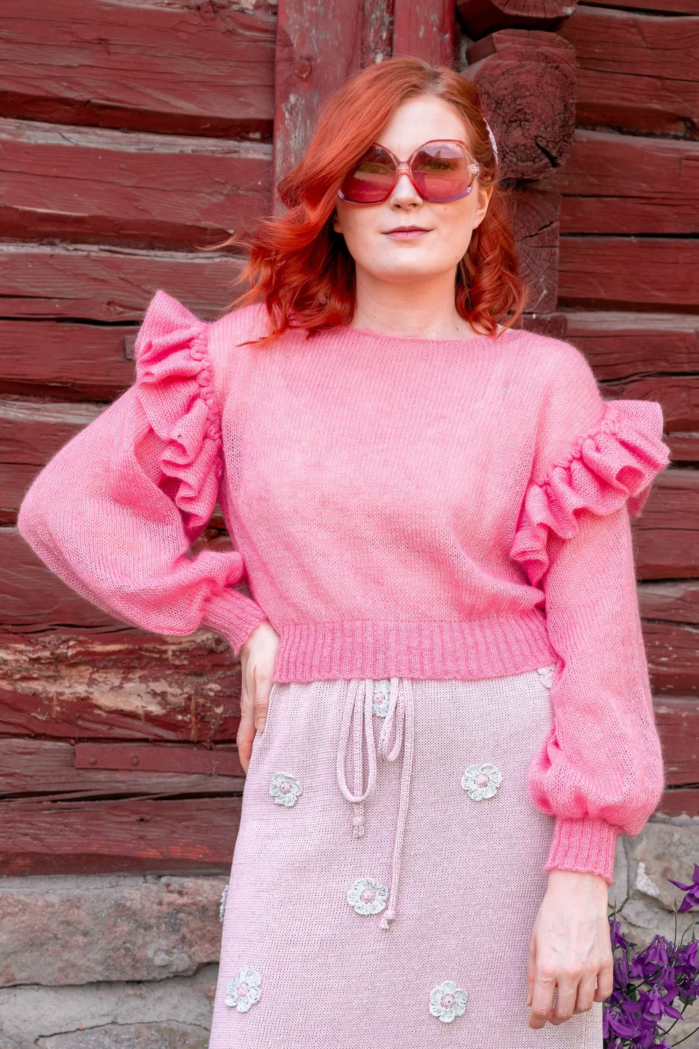 RUFFLES silk-mohair sweater – bubblegum oink — Salmi Designers