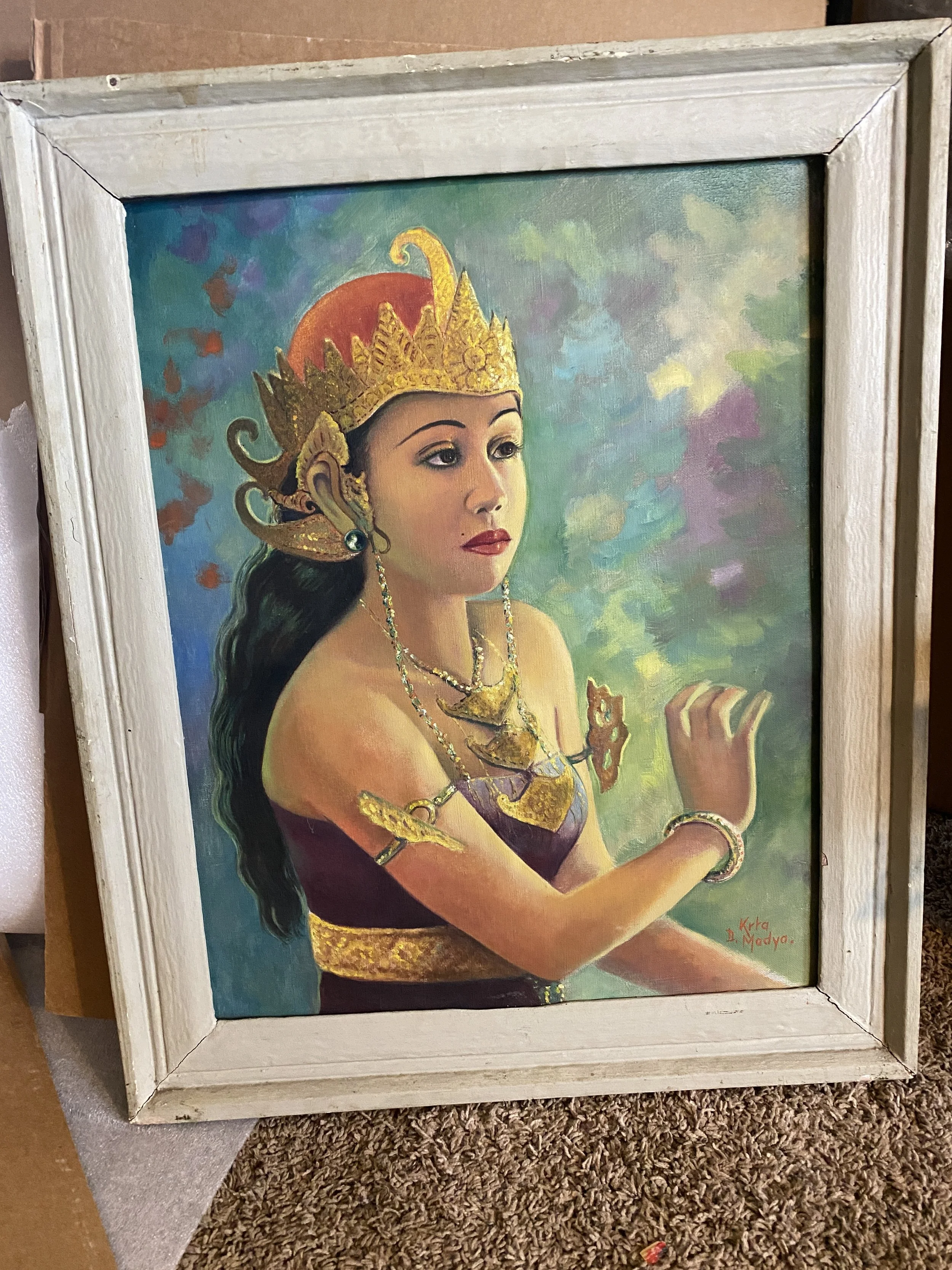 6) Devi Dja portrait by D. Kerta Madya 20x25".  $5000. removed from frame.