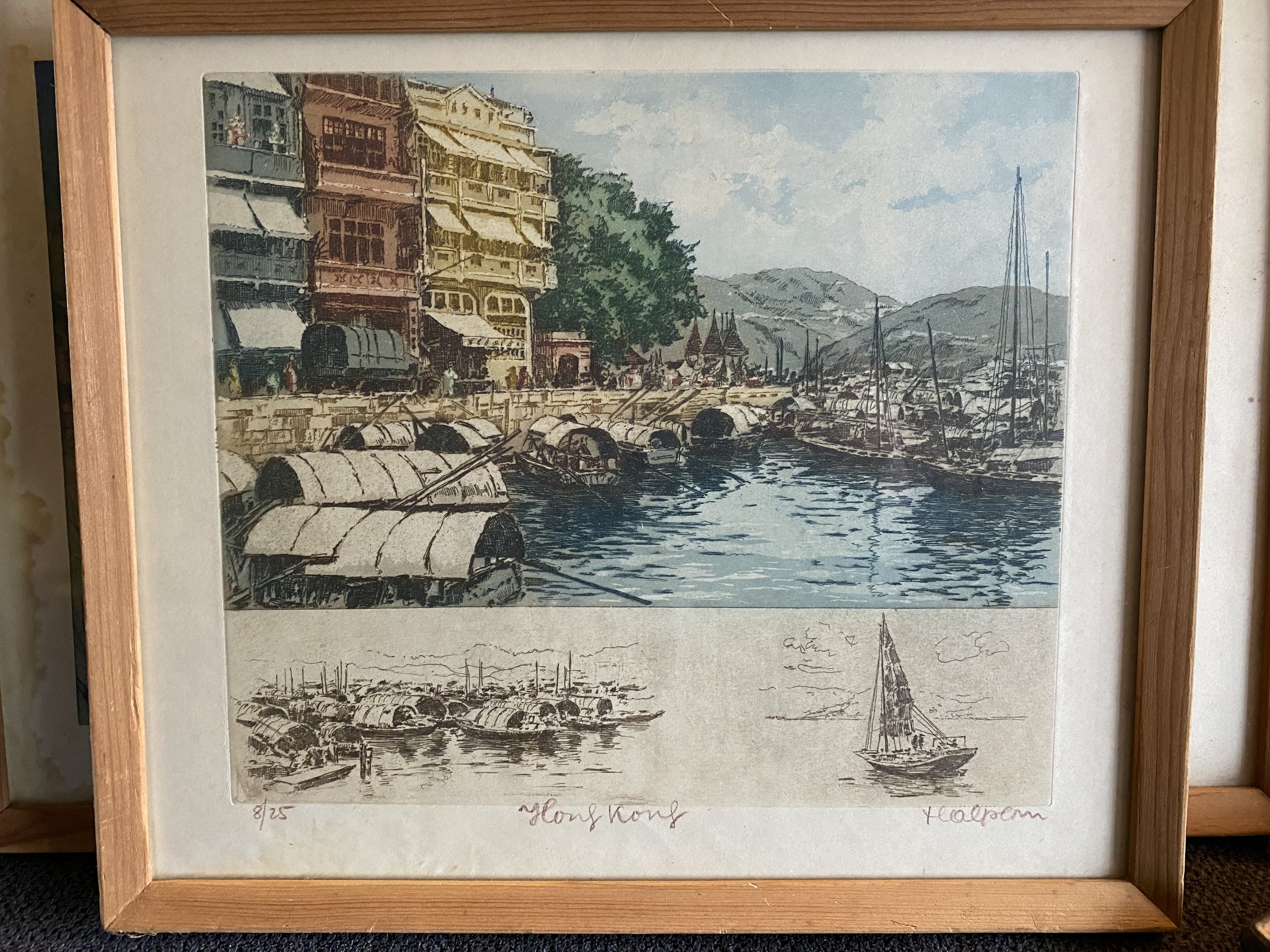9) Halpern, "Hong Kong" 11.75x11.75" signed/numbered etching, $300.