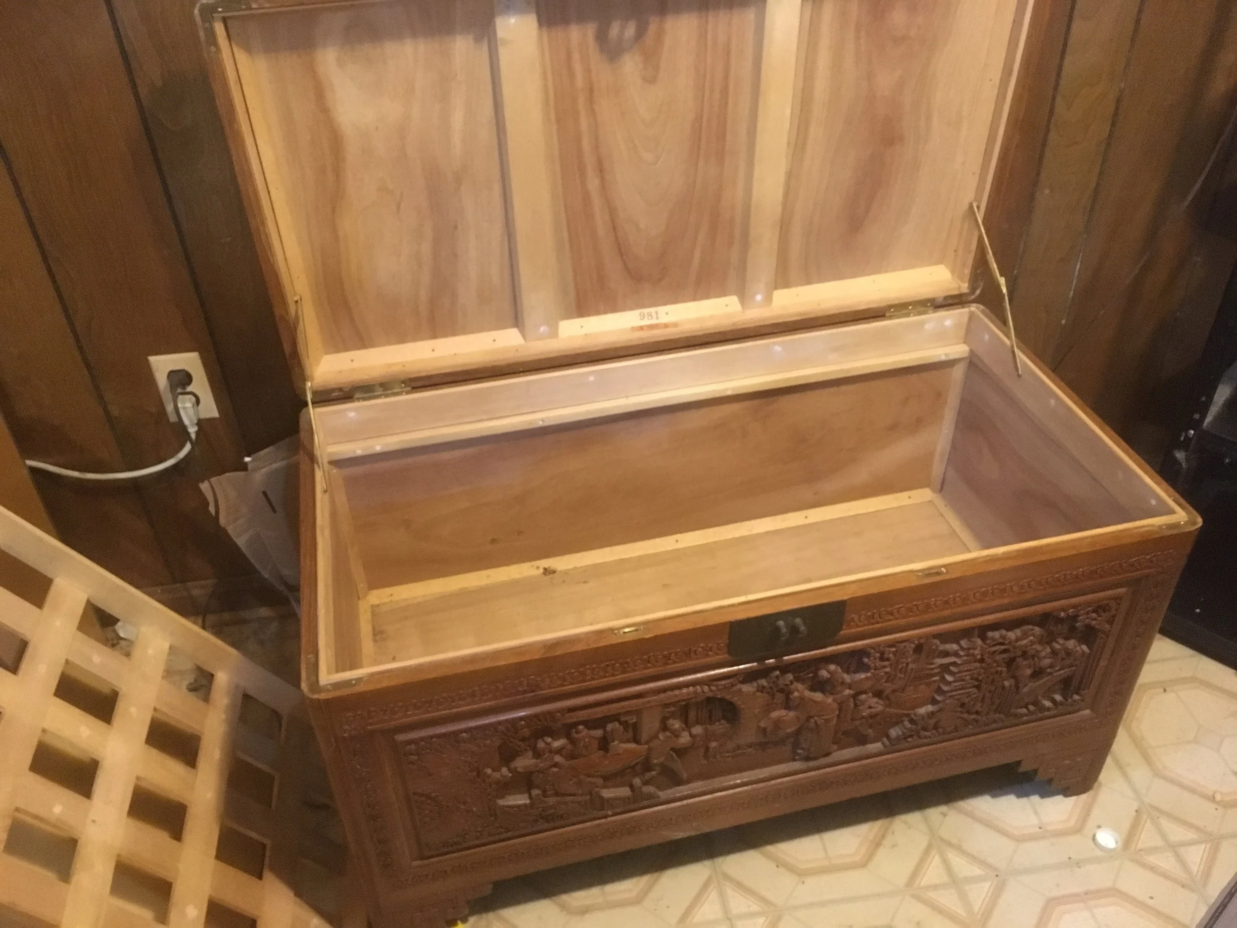 $1500 - Vintage/antique carved camphor wood chest - extra large