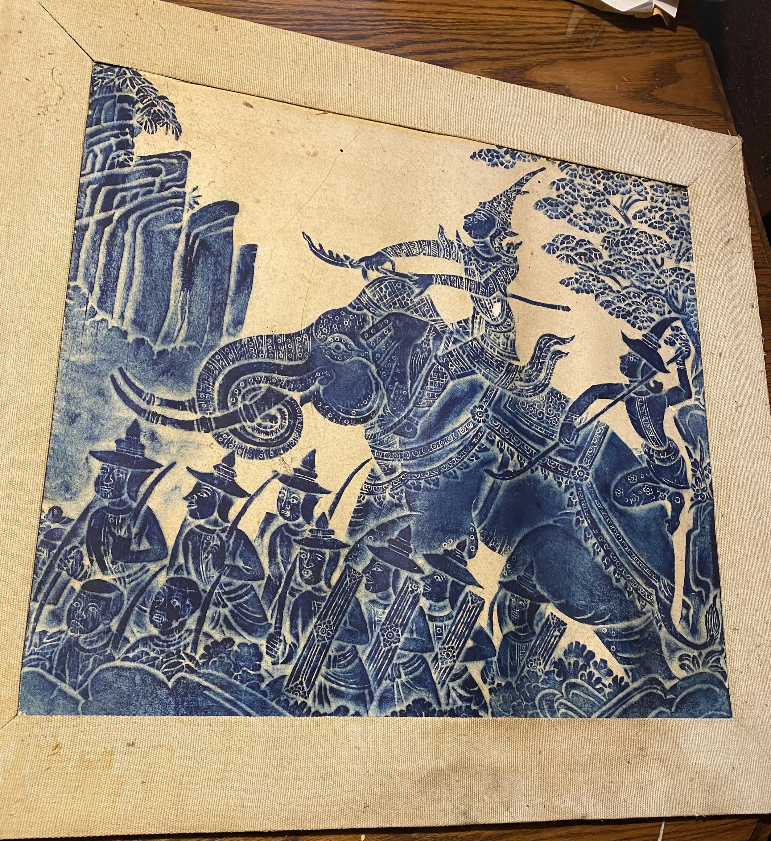 3) unframed Thai temple rubbing, $200