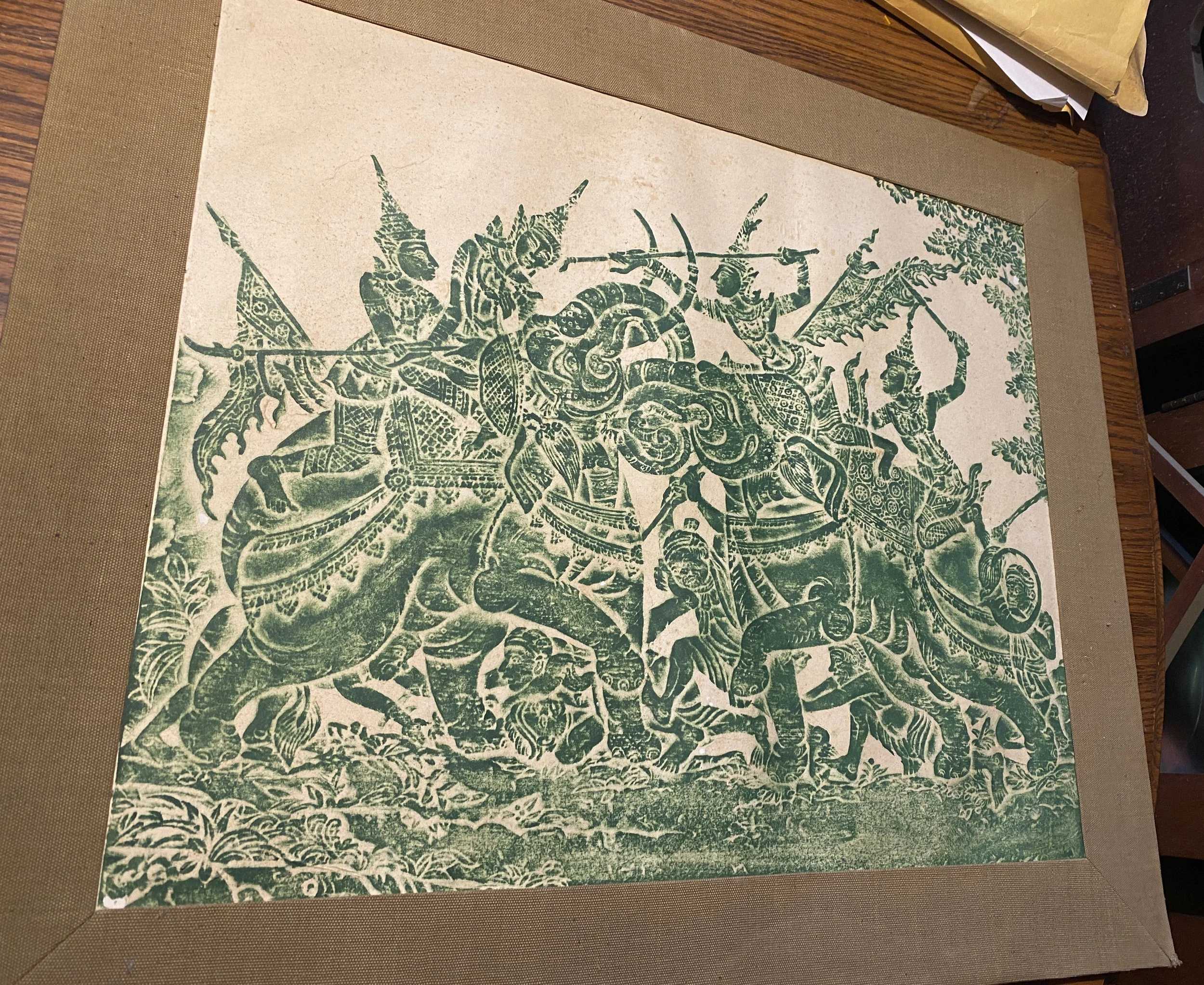 4) unframed Thai or Cambodian temple rubbing, $200