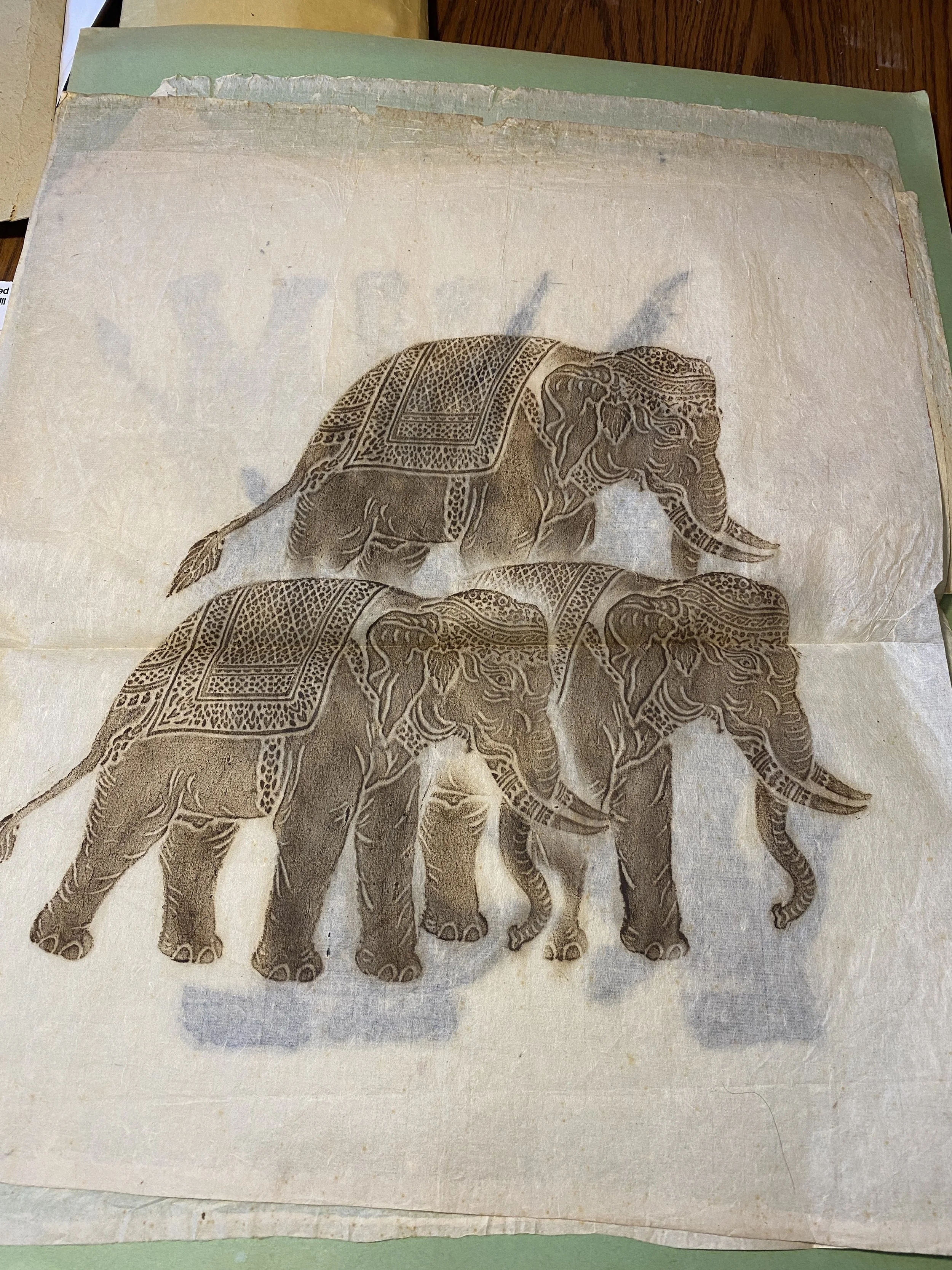 5) Unframed elephant Thai temple rubbing $100
