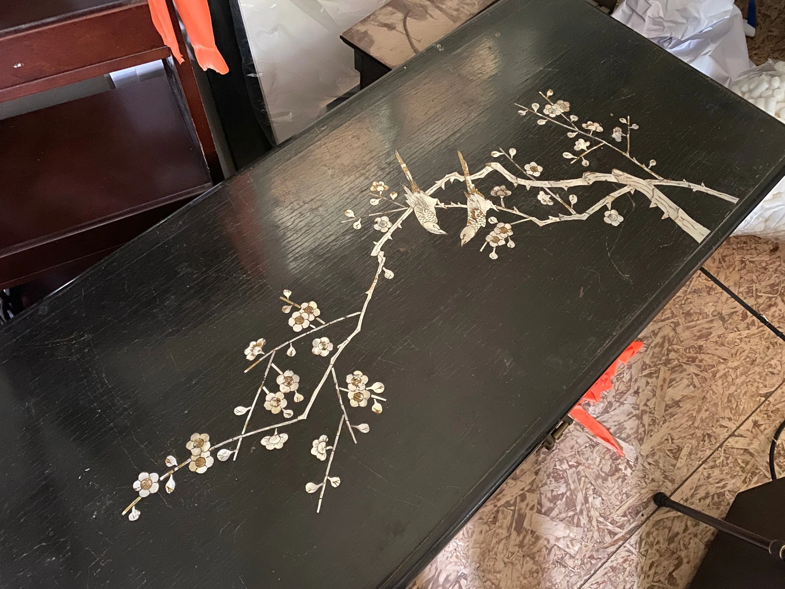 $1500 - Black lacquer Chinese wedding chest - Majestic Co camphor/cedar wood extra large