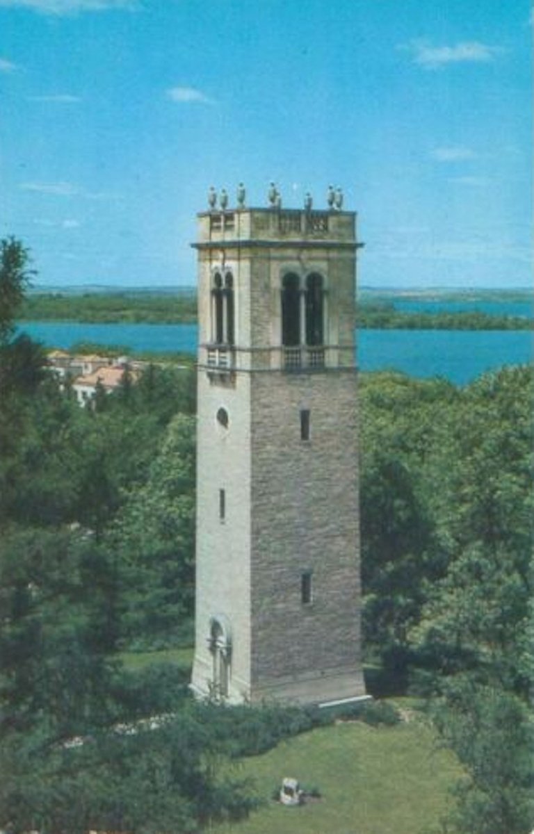 The Carillon Tower amid trees