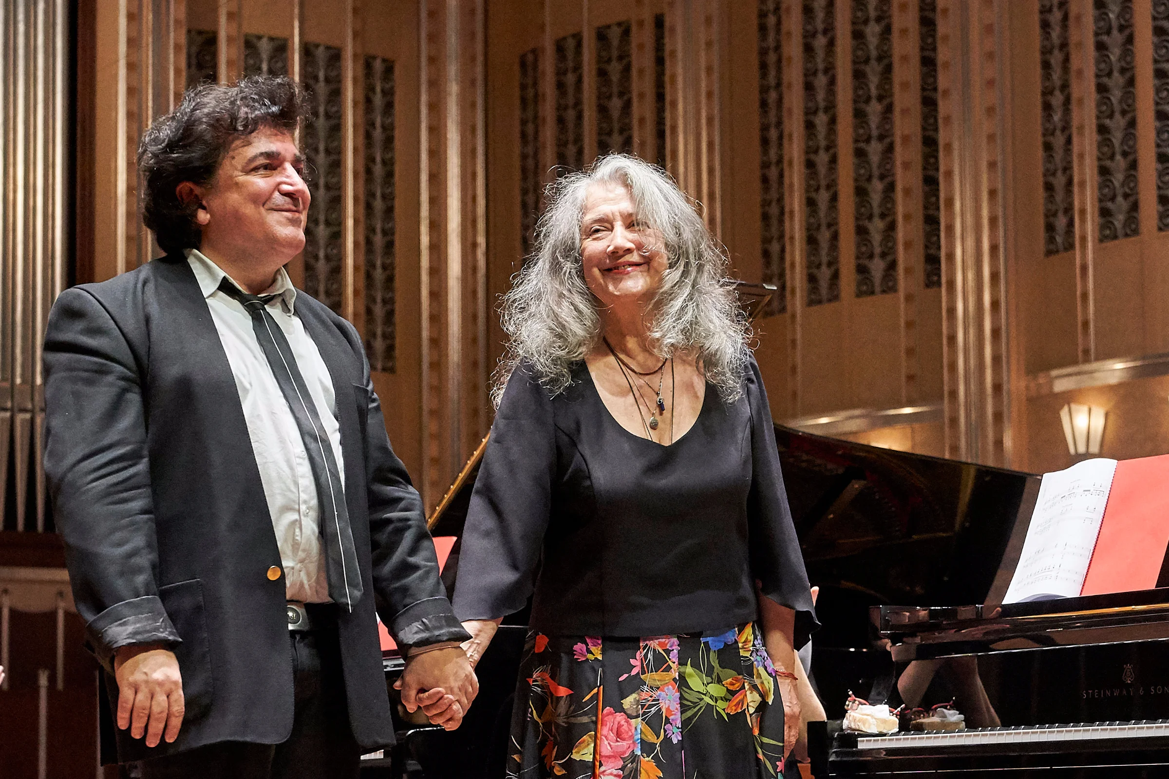 Sergei Babayan and Martha Argerich in Severance Hall, Cleveland. Photo by Roger Mastroianni.