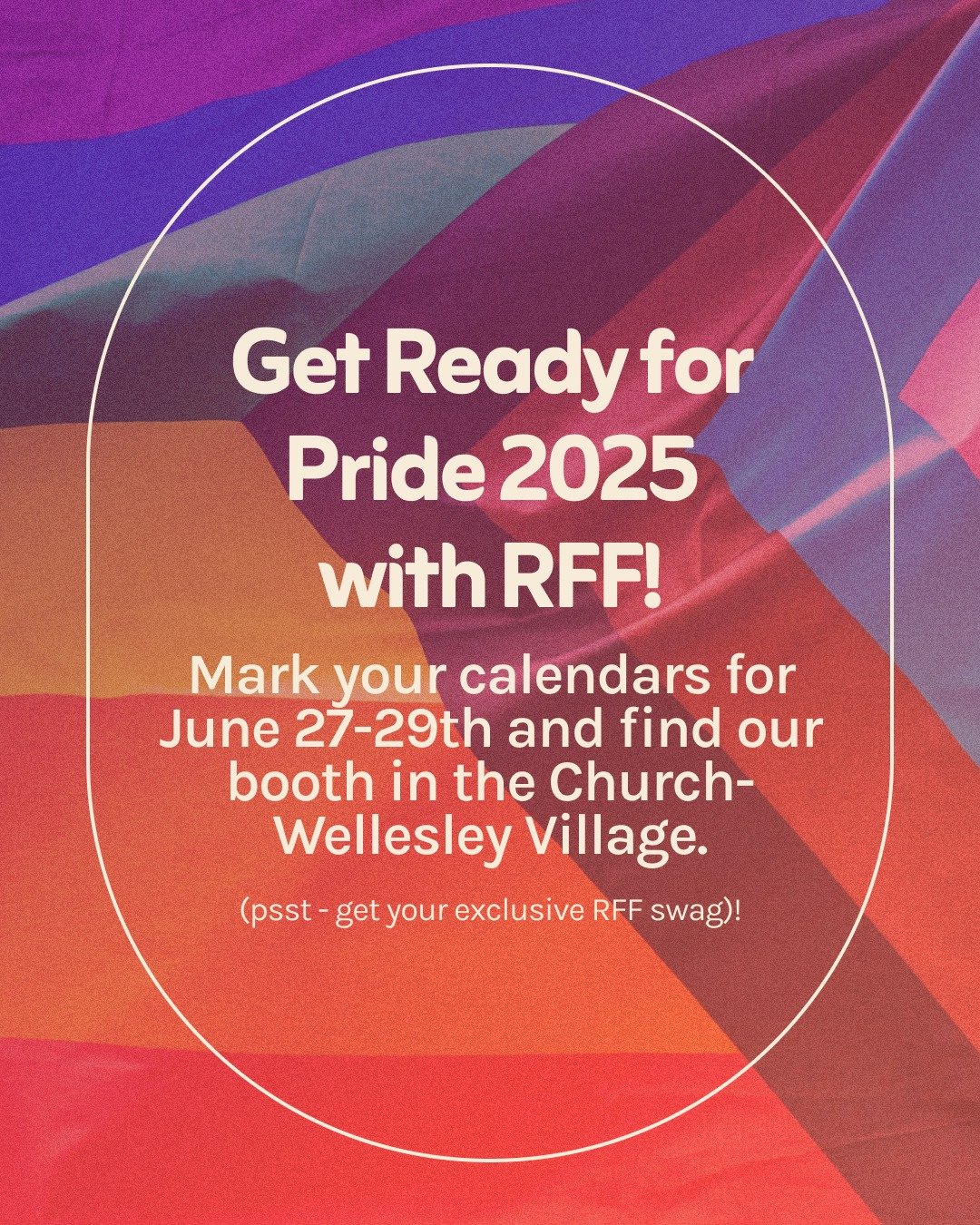 What are you doing for Pride 2025? 🌈

Why not celebrate with Rainbow Faith and Freedom!? 

We'd love to see you next weekend! 

#RFF #Pride2025 #PrideTO #ChangingHeartsAndMinds #Celebration