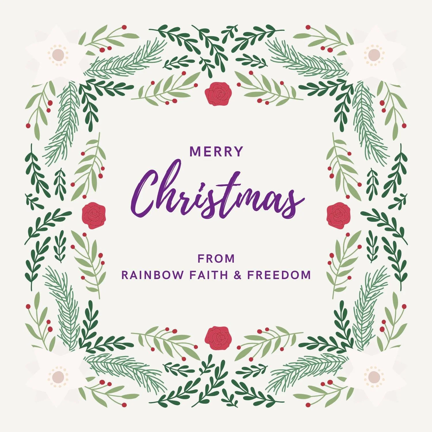 ✨ Merry Christmas and Happy Holidays from all of us at Rainbow Faith and Freedom! 

 Wishing you peace, joy, and love this season. 🌈❤️