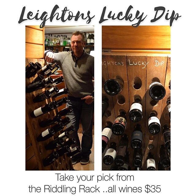 Leightons Lucky Dip... choose any wine from our Riddling Rack for $35! #riddlingrack #alpinelodgenelsonlakes #starnaud